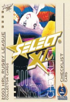 2003 Select XL #1 Checklist 1 Front